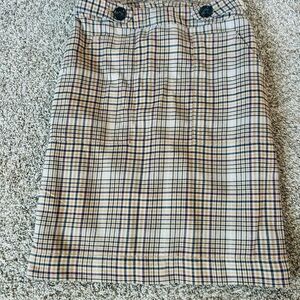Chic Plaid Pencil Skirt in Beige and Blue